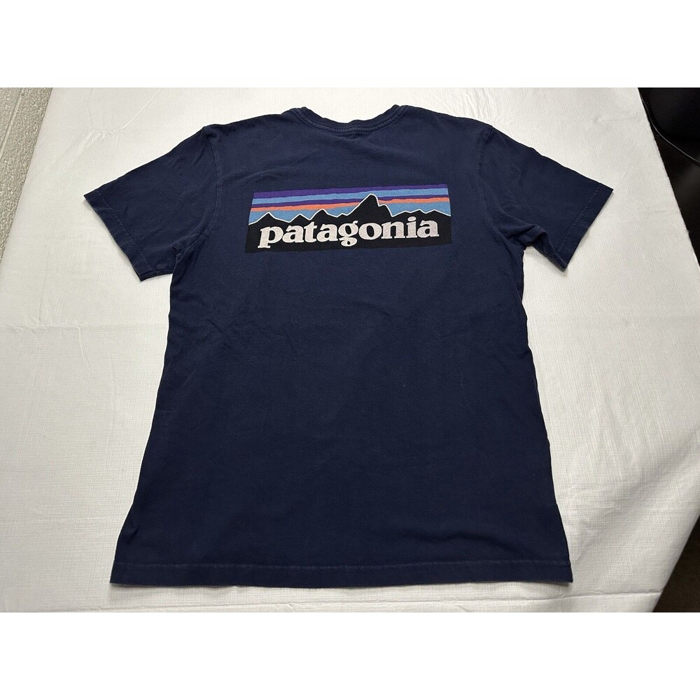 Men's Patagonia Fitz Roy Short Sleeve Shirt Size Small Navy Blue #38905 - Picture 11 of 12